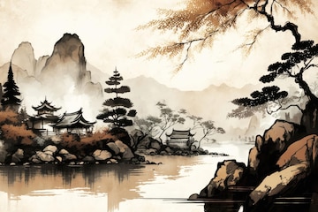 Wydarzenia Chinese-style-ink-painting-with-mountains-lake-ai-generated_1127-18332