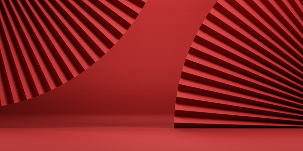 Sfondo rosso astratto minimale in stile cinese per la presentazione del prodotto. illustrazione della rappresentazione 3d.