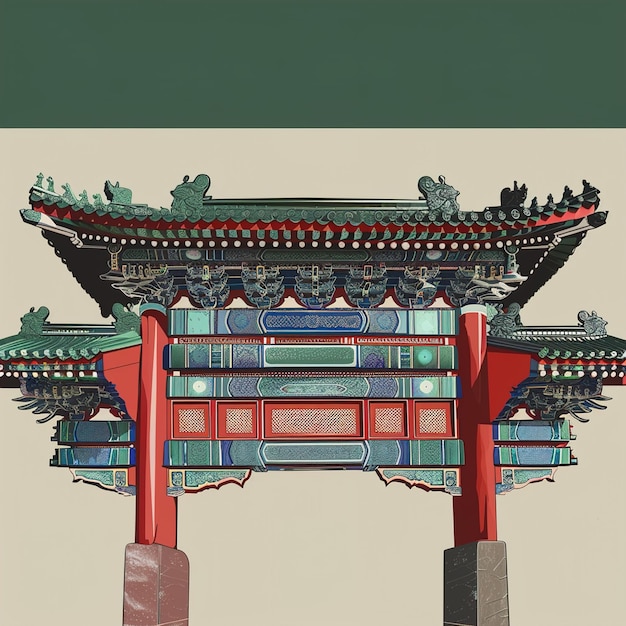 Photo a chinese style structure with a sign that saysthe word  on it