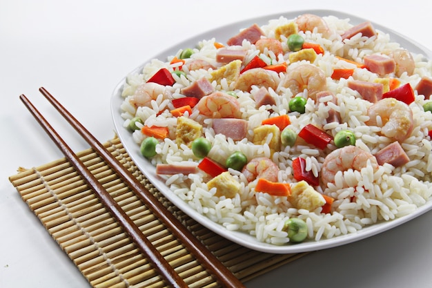 Photo chinese style  three delights rice