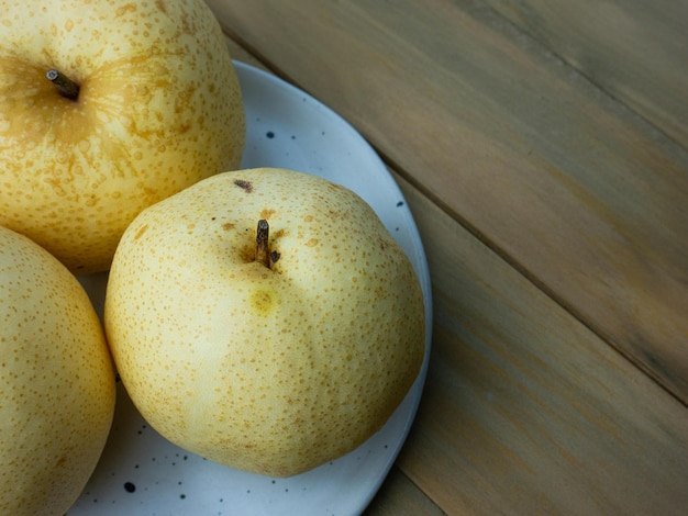 食品や健康の概念のために新鮮な中国の甘い梨