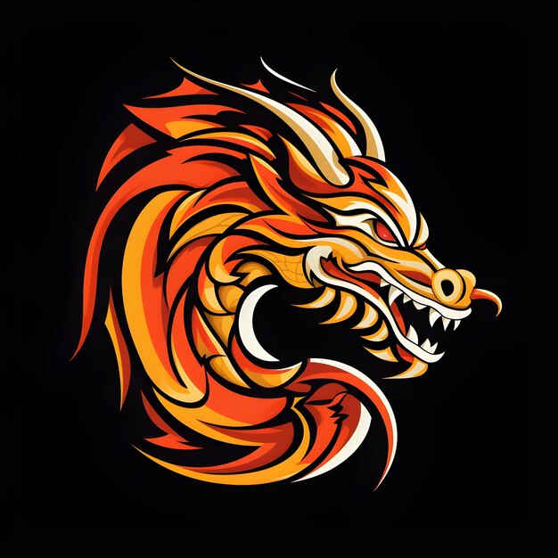 Foto simbolo cinese dell'icona del drago dello zodiaco animale per il capodanno lunare in una colorata illustrazione di arte digitale