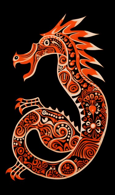 Photo chinese symbol of animal zodiac dragon icon for lunar new year in colorful digital art illustration