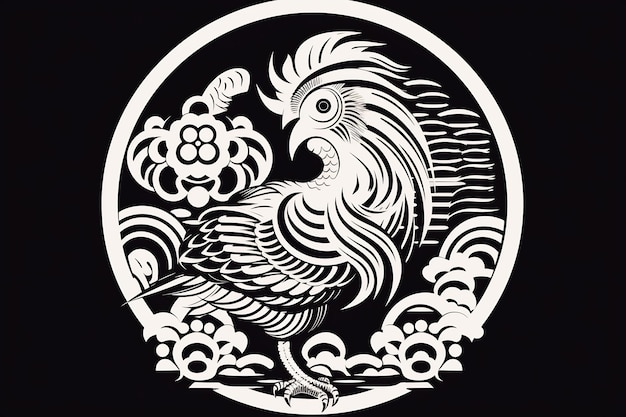 a chinese symbol with a rooster on it