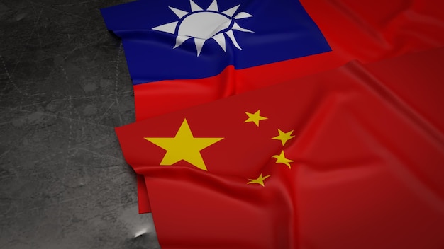 Photo the chinese and taiwan flag for business or document concept 3d renderingxa