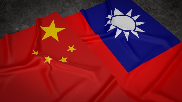 The Chinese and Taiwan flag for business or document concept 3d renderingxA