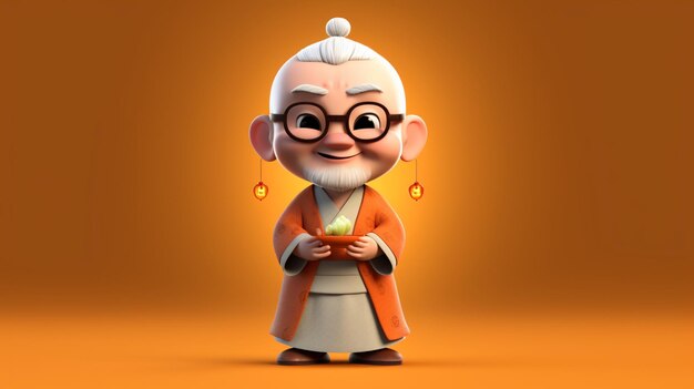 Photo chinese taoist priest cartoon image pixar style highgenerative ai