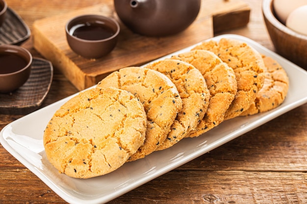 Photo chinese tea walnut crispy cake