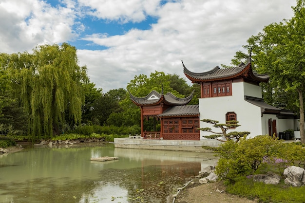 Китайский храм в секции Китайского сада Монреальского ботанического сада, Квебек, Канада