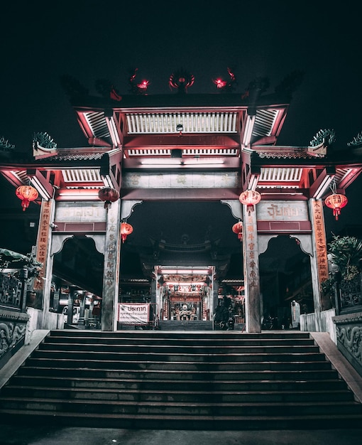 Chinese temple and shrine in Phuket Chinatown old town Thailand