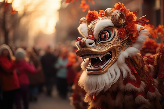 中国の伝統的なお祭りアクティビティ 獅子舞