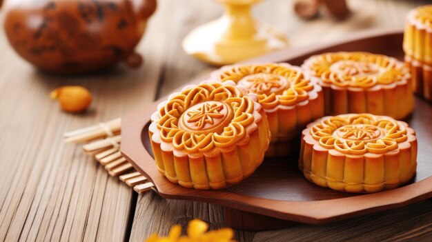 Chinese traditional food Mooncakes for MidAutumn Festival