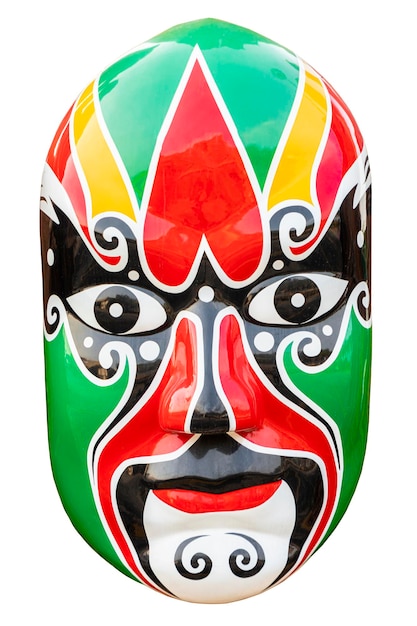 Photo chinese traditional opera facial painting mask with clipping path