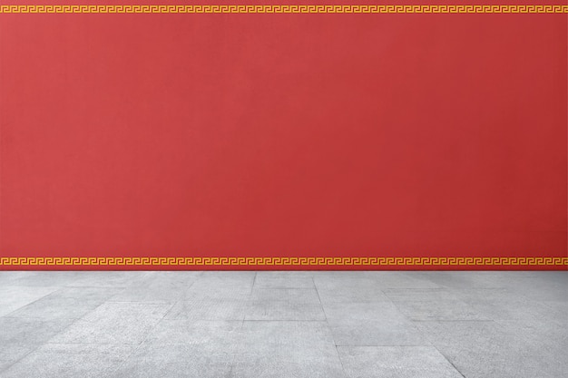 Chinese traditional style pattern on red wall