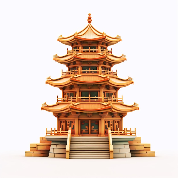 Chinese traditionele architectuur pagode landmark gebouw illustratie