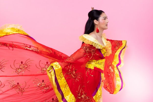 Chinese traditionele kostuum Opera vrouw roze