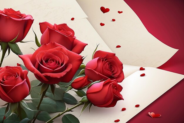 Chinese valentines day romantic red rose love letter background