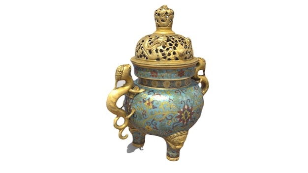 A chinese vase with a snake on it