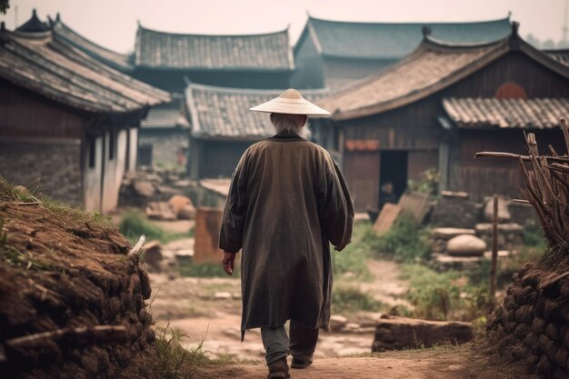 Chinese village old man Generate Ai