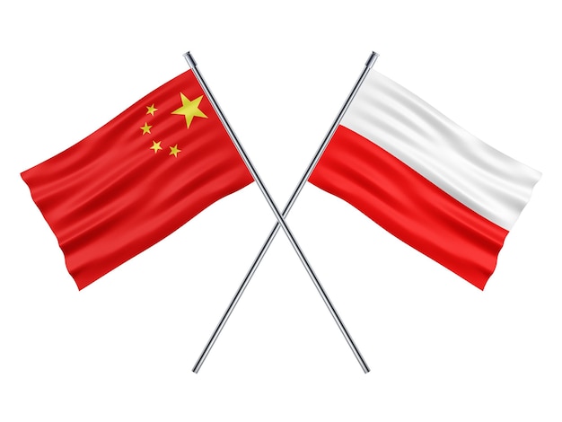 Chinese vlaggen met Polen en de Poolse vlag