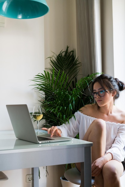 Chinese woman alone at home