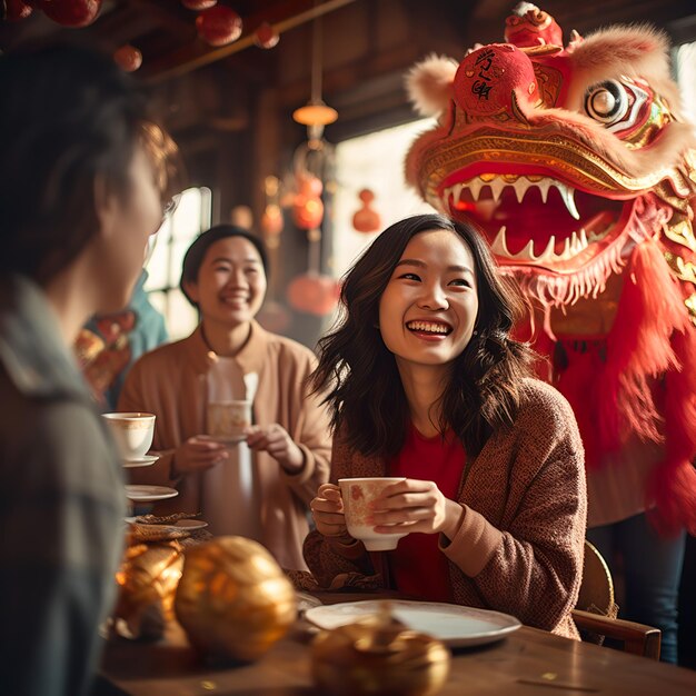 A Chinese woman celebrates Chinese New Year