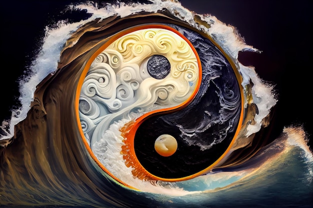 Photo chinese yin yang symbol generative ai generative ai