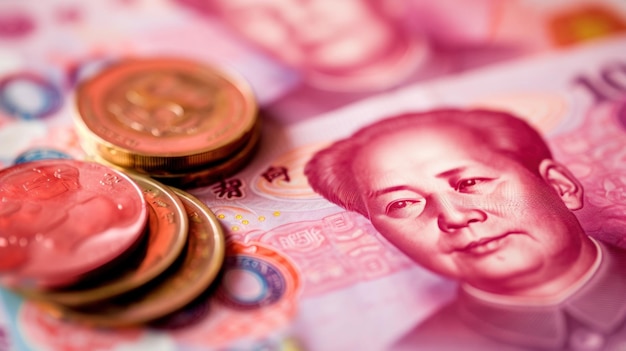 Photo chinese yuan as a background