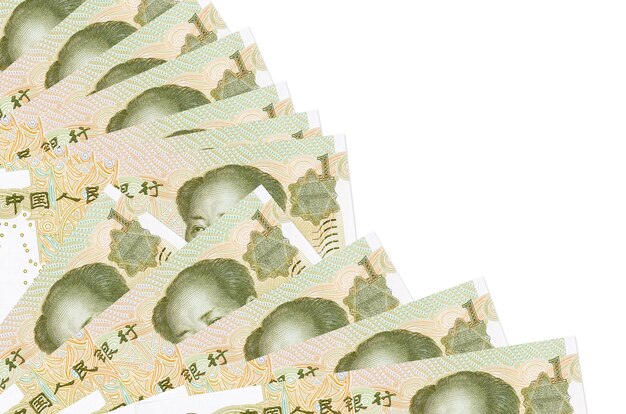 Photo chinese yuan bills lies isolated on white background