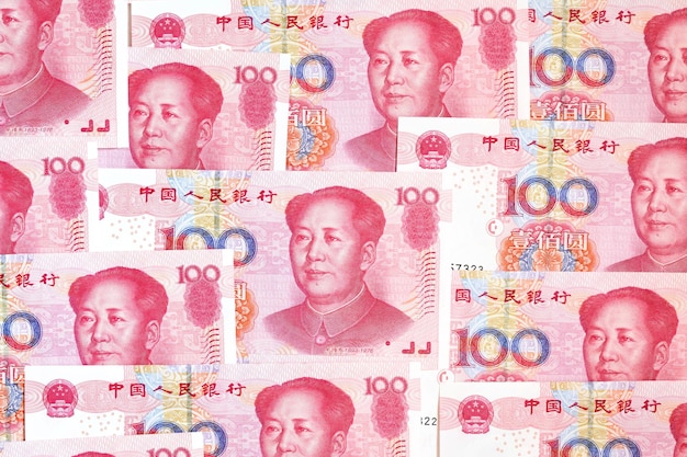 Foto primo piano delle banconote in yuan cinese renminbi