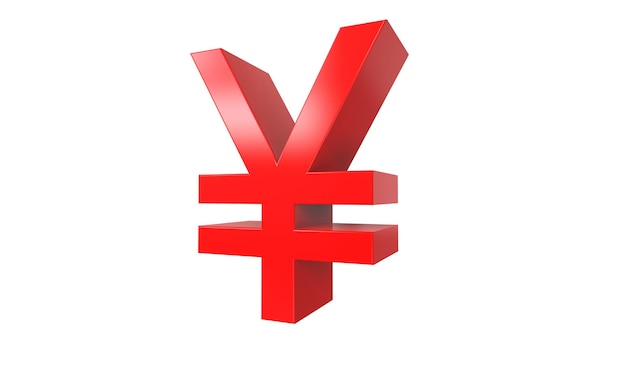 Chinese Yuan Renminbi currency symbol of China in Red 3d rendering 3d illustration