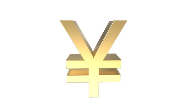 Chinese Yuan Renminbi Currency symbol of the peoples republic of China in golden 3d