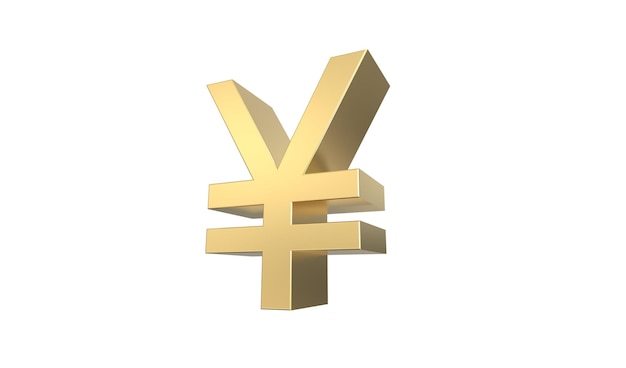 Chinese Yuan Renminbi Currency symbol of the peoples republic of China in golden 3d