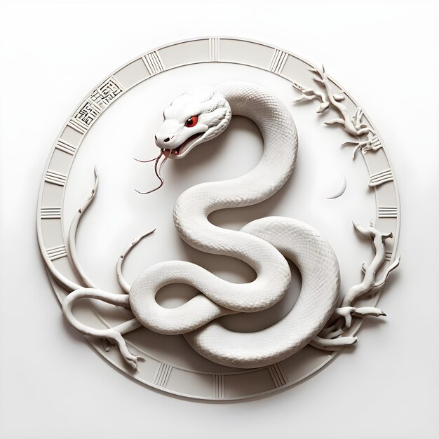 Photo chinese zodiac sign snake white background