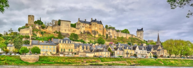 Chinon castle above the Vienne river in France, Indre-et-Loire