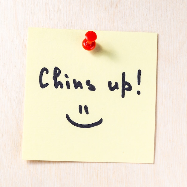 Chins up note on paper post it  