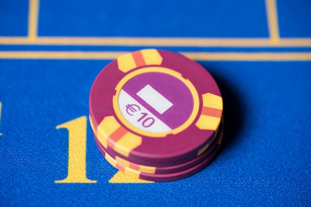 Chip on Roulette Table in Casino