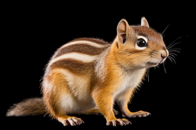 Chipmunk on black background