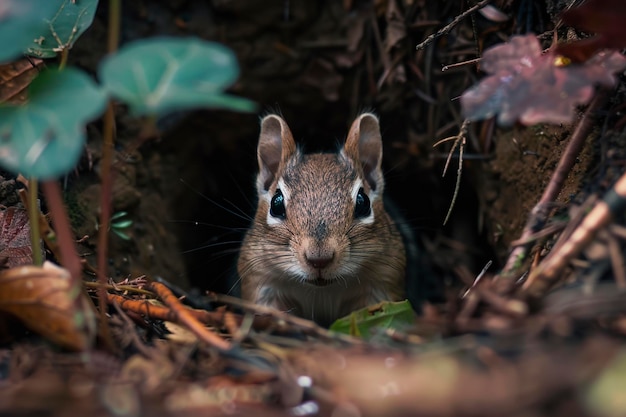 Chipmunk Chipping Out of Hole