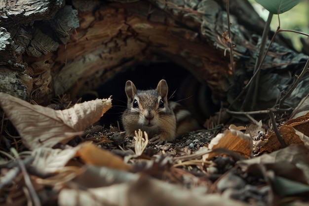 Chipmunk Chipping Out of Hole