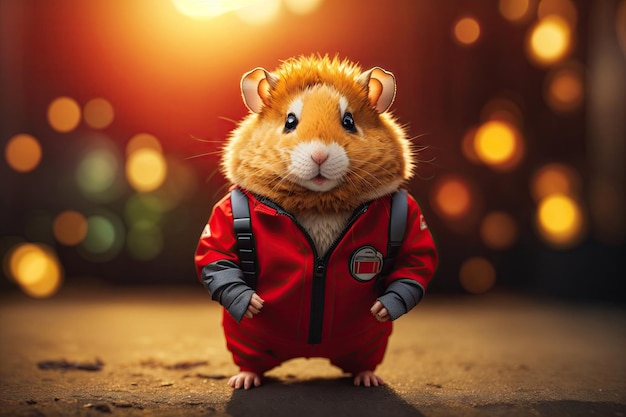 chipmunk in a red sports jacket ai generative