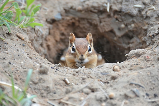 Chipmunk uit het gat