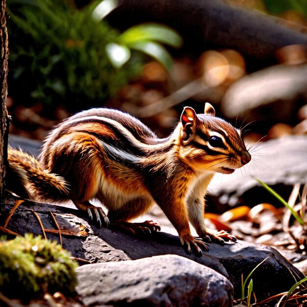 Photo chipmunk wild animal living in nature part of ecosystem