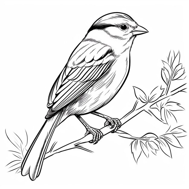 Photo chipping sparrow kids drawing charm cute coloring book kawaii line art