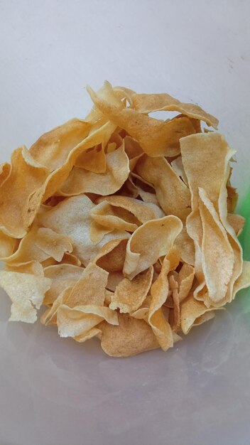 Chips inside food container