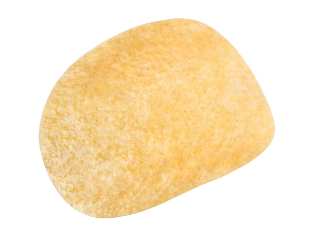 Chips potato, one piece, isolated on white background with clipping path, element of packaging design. Full depth of field.