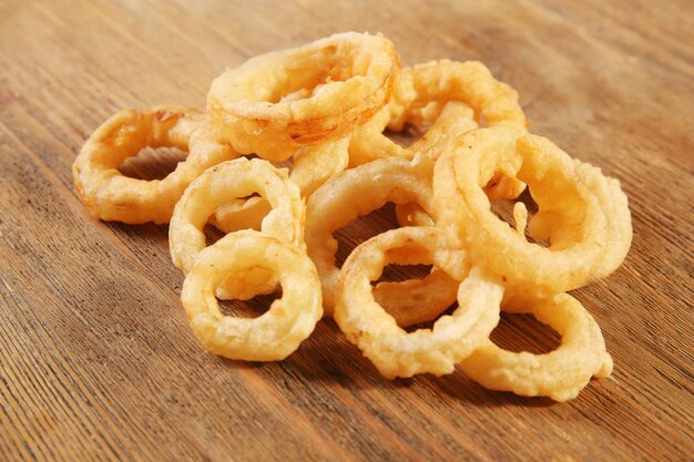 Chips rings on wooden background