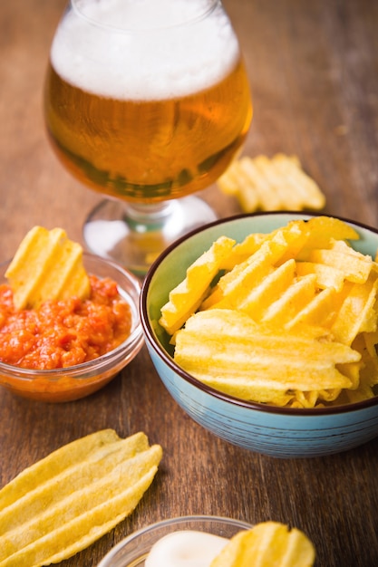 Chips with beer