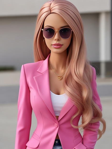Chique Barbie-pop in roze pak Stijlvol verzamelobject