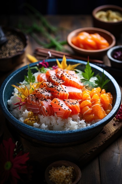 Chirashi Bowl with Fresh Sashim Best For Banner Flyer and Poster